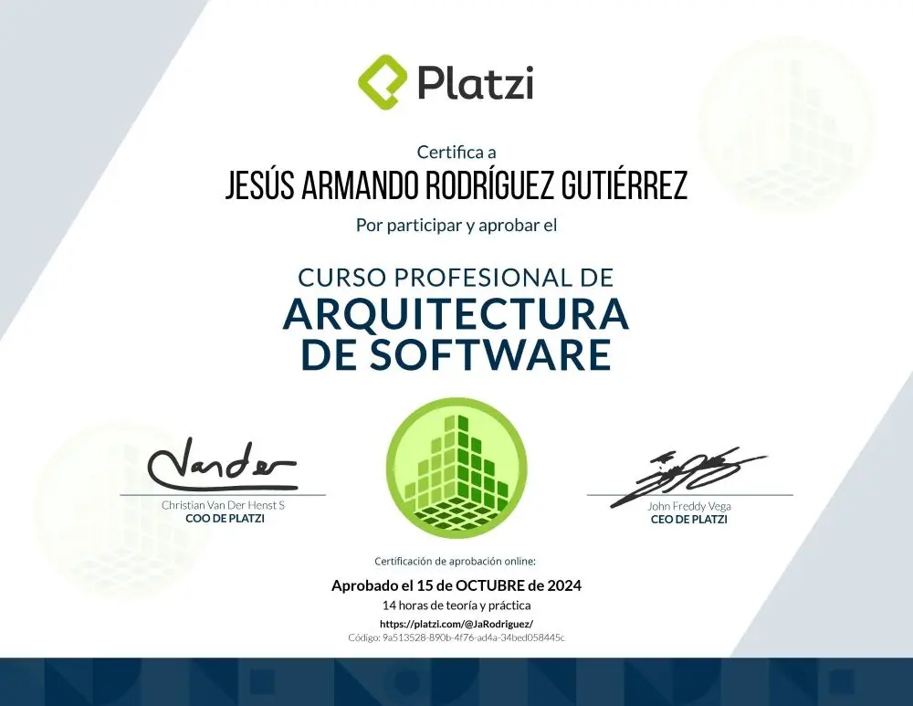 Profesional en Arquitectura de Software Certificado Profesional en Arquitectura de Software Platzi